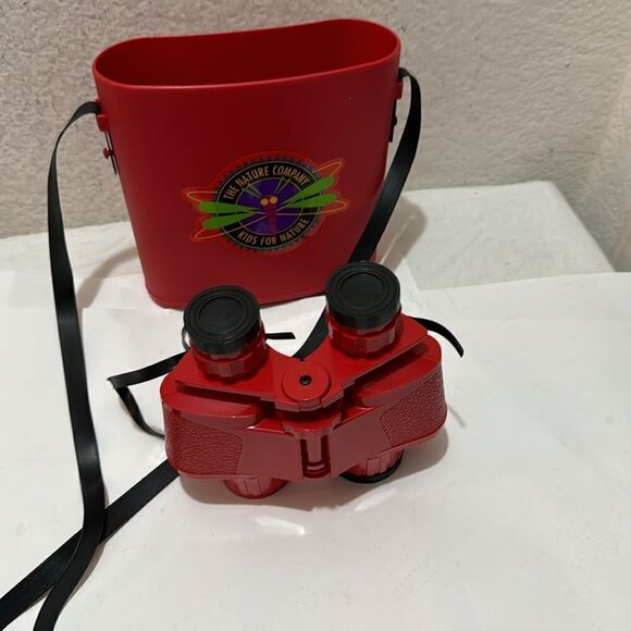 The Nature Company Red Binoculars Kids for Nature Science Birds & Case Italy G5 - Picture 4 of 5